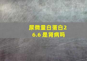 尿微量白蛋白26.6 是肾病吗